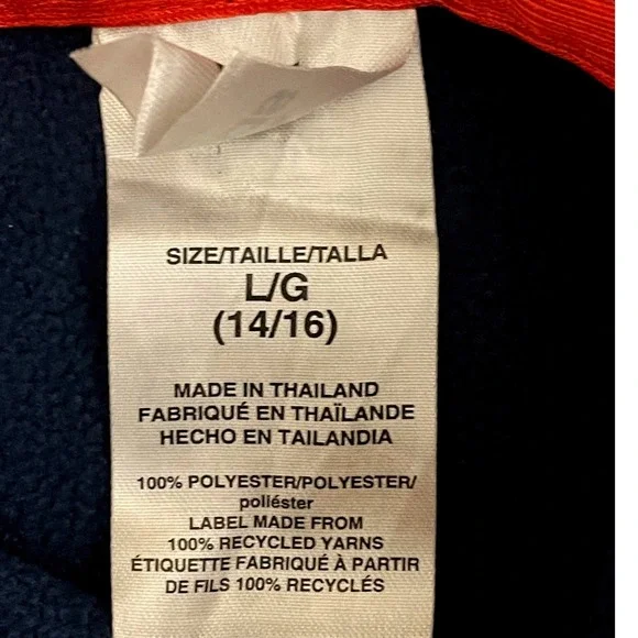 Adidas Kids Navy Blue Red Stripe Logo Pullover Hoodie Sweatshirt L 14/16 - Picture 5 of 6